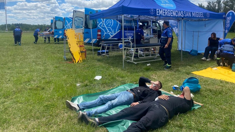 Emergencias San Miguel participó de un simulacro de choque múltiple en el Colegio Militar