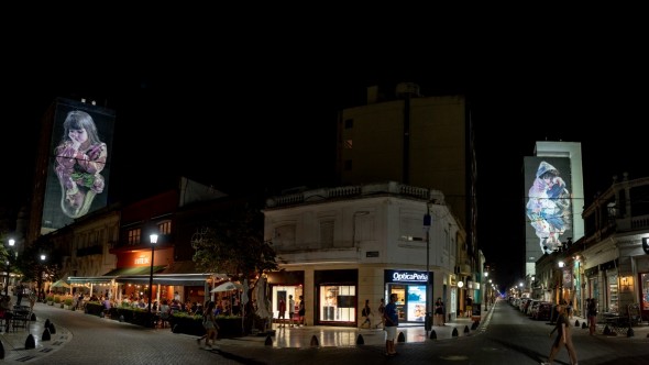 Iluminaron los murales de la ciudad de San Nicolás