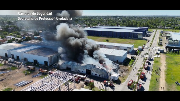Impactante incendio en el predio de Norlog y rápida respuesta del Sistema de Protección Ciudadana de Tigre